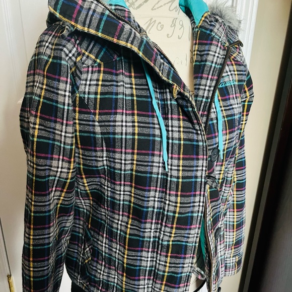Vans Off The Wall Plaid Warm Winter Jacket With Hood Size M - Picture 2 of 11